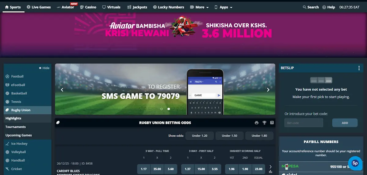 SportPesa Sportsbook and Casino Screenshot
